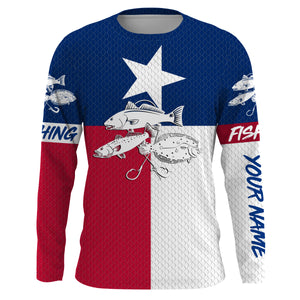 Redfish, Trout, Flounder Texas Slam Fishing custom performance fishing shirt NQS612