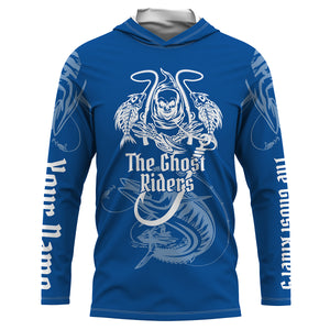 The Ghost Riders Blue color Kingfish Fish Reaper UV protection custom name fishing shirts NQS726