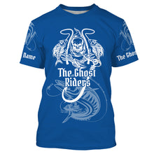 Load image into Gallery viewer, The Ghost Riders Blue color Kingfish Fish Reaper UV protection custom name fishing shirts NQS726