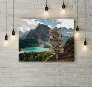Custom landscape canvas prints with family member name - personalized canvas wall art for your family - NQS1010