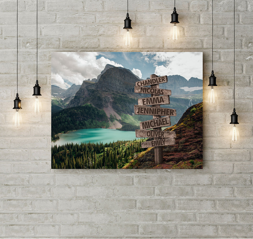 Custom landscape canvas prints with family member name - personalized canvas wall art for your family - NQS1010