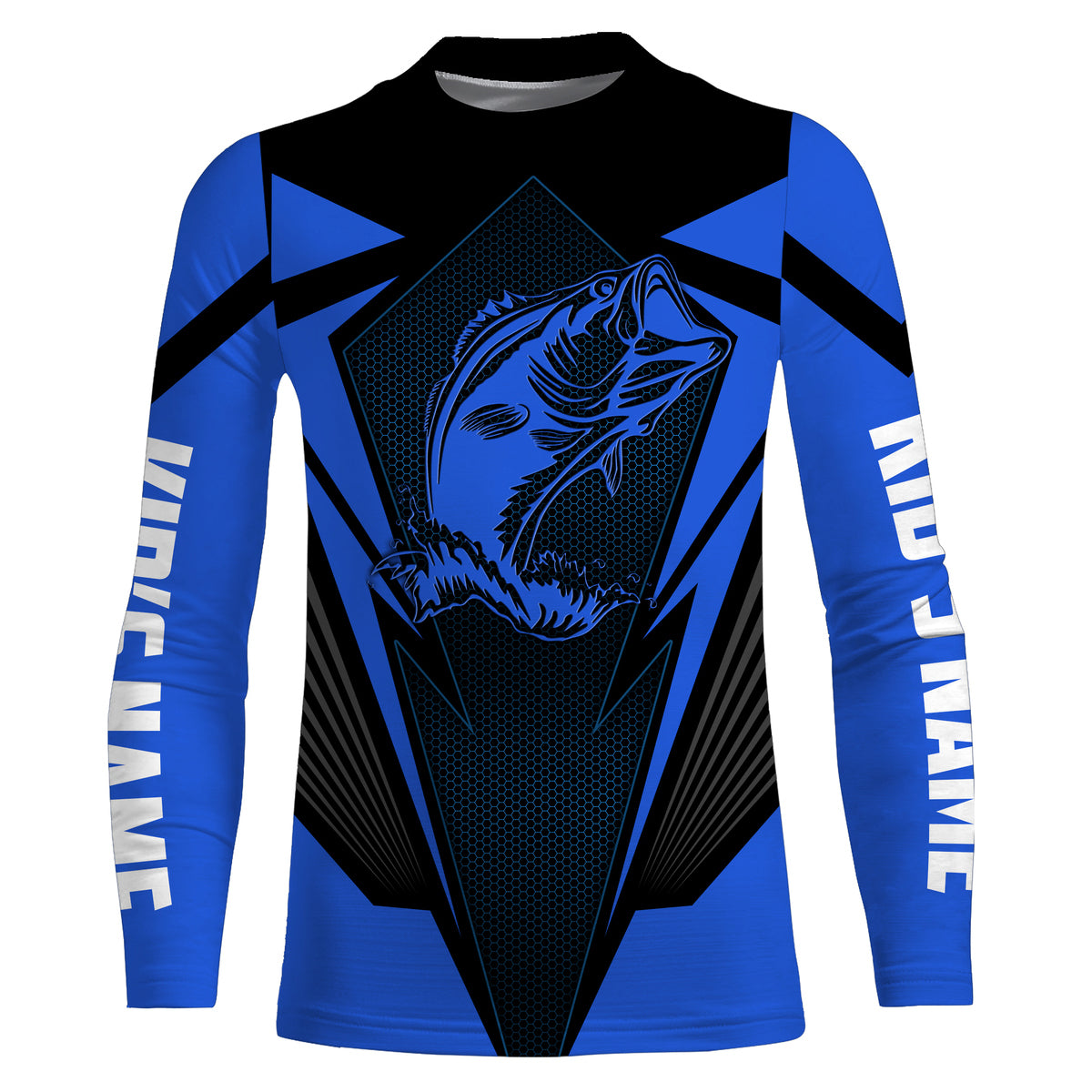 Personalized Bass Fishing tattoo jerseys, Bass Fishing Long Sleeve Fishing tournament shirts | blue - NQS3624