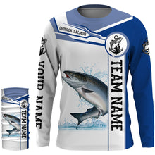 Load image into Gallery viewer, Chinook salmon fishing Customize name and team name tournament long sleeves fishing shirts| Blue NQS2658