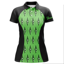 Load image into Gallery viewer, Women golf polo shirt custom black and green argyle pattern golf clubs, team ladies golf tops NQS7312