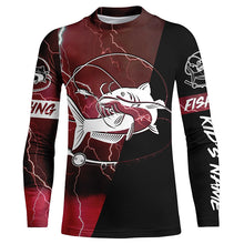 Load image into Gallery viewer, Catfish Fishing tattoo red camo lightning black Custom name performance long sleeve fishing shirts NQS5292