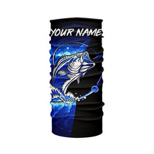 Load image into Gallery viewer, Bass Fishing tattoo blue galaxy black Custom name performance UV protection long sleeve fishing shirts NQS5293