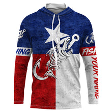 Load image into Gallery viewer, Texas fishing Fish hook skull reaper vintage flag Custom Name sun protection fishing shirts for men NQS3491