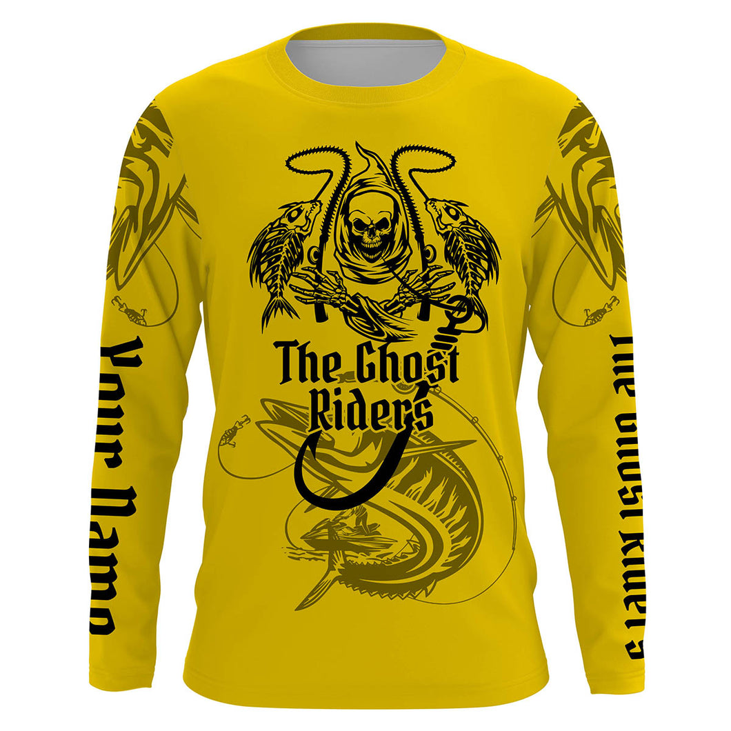 The Ghost Riders Gold Jetski Fishing Kingfish Fish Reaper UV protection custom name fishing shirts NQS727