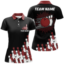 Load image into Gallery viewer, Black retro bowling team shirt custom Women Bowling Polo Shirts, bowling gifts for her | Red NQS7054