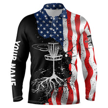 Load image into Gallery viewer, Vintage American flag patriotic Disc Golf Performance Men polo shirts custom disc golf shirt for men NQS4999