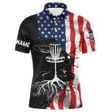 Load image into Gallery viewer, Vintage American flag patriotic Disc Golf Performance Men polo shirts custom disc golf shirt for men NQS4999