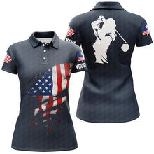 Load image into Gallery viewer, Womens golf polo shirts American flag patriotic golf shirts custom name golf polo for women NQS5010