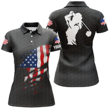 Load image into Gallery viewer, Womens golf polo shirts American flag patriotic golf shirts custom name golf polo for women NQS5010