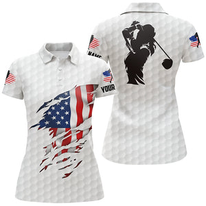 Womens golf polo shirts American flag patriotic golf shirts custom name golf polo for women NQS5010