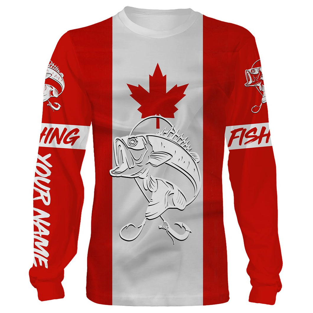 Bass Fishing 3D Canadian Flag Customize name All over print shirts NQS490