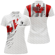Load image into Gallery viewer, Womens golf polo shirt custom Canadian flag white golf ball skin patriotic golf shirt for womens NQS6669