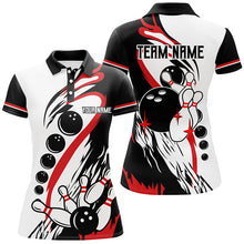 Load image into Gallery viewer, Black and white retro bowling league jerseys custom Women Bowling Polo Shirts, gifts for bowlers NQS7061