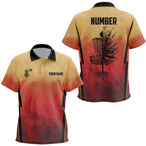 Kid Disc golf polo shirts custom Disc Golf Basket Tree Sunset disc golf jerseys, disc golf shirt NQS6683