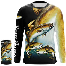 Load image into Gallery viewer, Pollock Fishing Customize Name UV protection long sleeves fishing shirts, Personalized Fishing Gift NQS6893