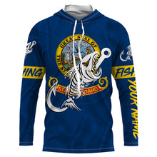 Load image into Gallery viewer, ID Fishing Custom Idaho Flag Fish hook skull Custom sun protection fishing shirts for men, women NQS3346