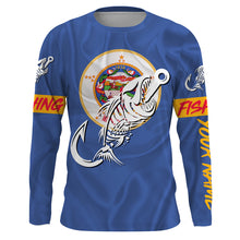 Load image into Gallery viewer, MN Fishing Custom Minnesota Flag Fish hook skull Custom sun protection fishing shirts for men, women NQS3350