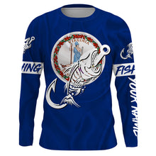 Load image into Gallery viewer, VA Fishing Custom Virginia Flag Fish hook skull Custom sun protection fishing shirts for men, women NQS3353