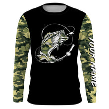 Load image into Gallery viewer, Bass Fishing tattoo green camo Custom Long Sleeve performance Fishing Shirts, personalized Bass Fishing jerseys NQS2408