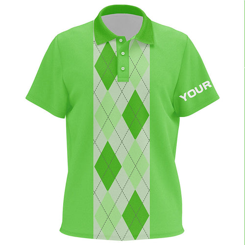 Green argyle plaid pattern Kid golf polo shirts custom polos shirt for Kids, golfing gifts NQS7191