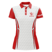 Load image into Gallery viewer, Red and White golf ball Womens golf polo shirts custom golf clothing for women, golf gifts for ladies NQS7341