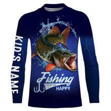 Load image into Gallery viewer, Fishing Makes Me Happy Northern Pike Fishing 3D All Over printed Customized Name Shirts For Adult And Kid NQS318