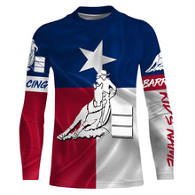 Load image into Gallery viewer, Texas barrel racing Texas flag patriotic Custom Name equestrian clothing, gift for horse lovers NQS3259