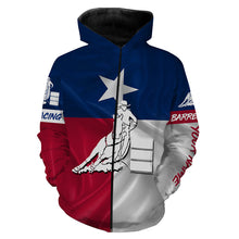 Load image into Gallery viewer, Texas barrel racing Texas flag patriotic Custom Name equestrian clothing, gift for horse lovers NQS3259