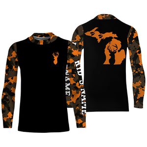 Michigan deer hunting orange Camo Customize Name 3D All Over Printed Shirts Personalized Hunting gift NQS3989