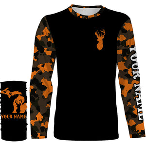 Michigan deer hunting orange Camo Customize Name 3D All Over Printed Shirts Personalized Hunting gift NQS3989