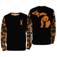 Load image into Gallery viewer, Michigan deer hunting orange Camo Customize Name 3D All Over Printed Shirts Personalized Hunting gift NQS3989