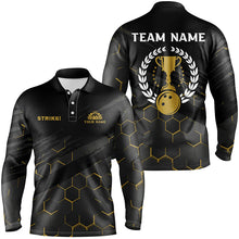 Load image into Gallery viewer, Black Mens Bowling Polo Shirts Custom bowling strike bee pattern team Mens League Jerseys NQS6703