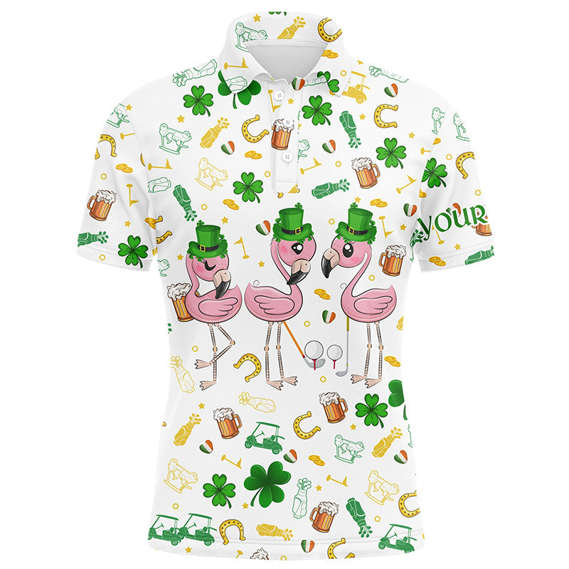 Mens golf polo shirts custom st patrick's day pattern golf clothes flamingo golf polos NQS7201