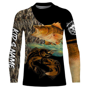 Walleye Fishing Customize Name Fishing Camo All Over Printed Shirts Personalized Fishing Gift For Adult And Kid NQS380