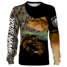 Load image into Gallery viewer, Walleye Fishing Customize Name Fishing Camo All Over Printed Shirts Personalized Fishing Gift For Adult And Kid NQS380