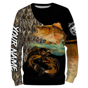 Walleye Fishing Customize Name Fishing Camo All Over Printed Shirts Personalized Fishing Gift For Adult And Kid NQS380