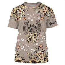 Load image into Gallery viewer, Horse dog paw horse flowers horse lady Customize Name 3D All Over Printed Shirts, leggings, gift For Horse Lovers NQS2706