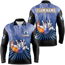 Load image into Gallery viewer, Men Bowling Polo Shirt Custom lightning storm vintage Bowling Team Jersey, gift for Bowlers | Blue NQS7080
