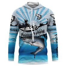 Load image into Gallery viewer, Salmon fishing blue jerseys Custom Name 3D All over Printed UV Protection Shirts, custom fishing gifts NQS3008