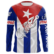 Load image into Gallery viewer, Cuba Fishing Custom Flag Fish hook skull Custom sun protection fishing shirts for men, women NQS5057