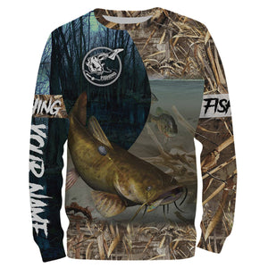 Flathead Catfish Fishing Customize Name 3D All Over Printed Shirts For Adult And Kid Personalized Fishing Gift NQS324