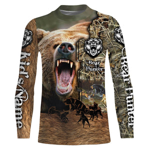 Bear Hunting Camo Customize Name 3D All Over Printed Shirts Personalized Hunting gift For Adult And Kid NQS639