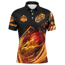 Load image into Gallery viewer, Men&#39;s bowling shirt custom name flame bowling shirt, personalized bowling team shirts bowling jerseys NQS4453