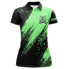 Load image into Gallery viewer, Black and green Womens golf polo shirt custom name golfing gifts, ladies golf tops NQS7088