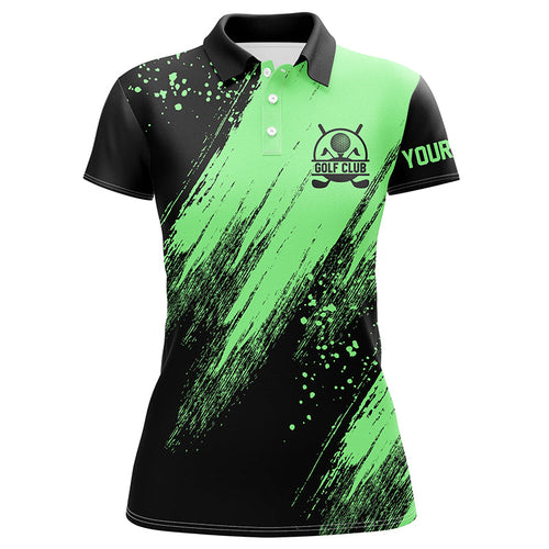 Black and green Womens golf polo shirt custom name golfing gifts, ladies golf tops NQS7088