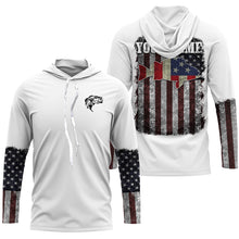 Load image into Gallery viewer, Bass Fishing Shirts vintage American flag Custom Name UV Protection Shirts NQS3011